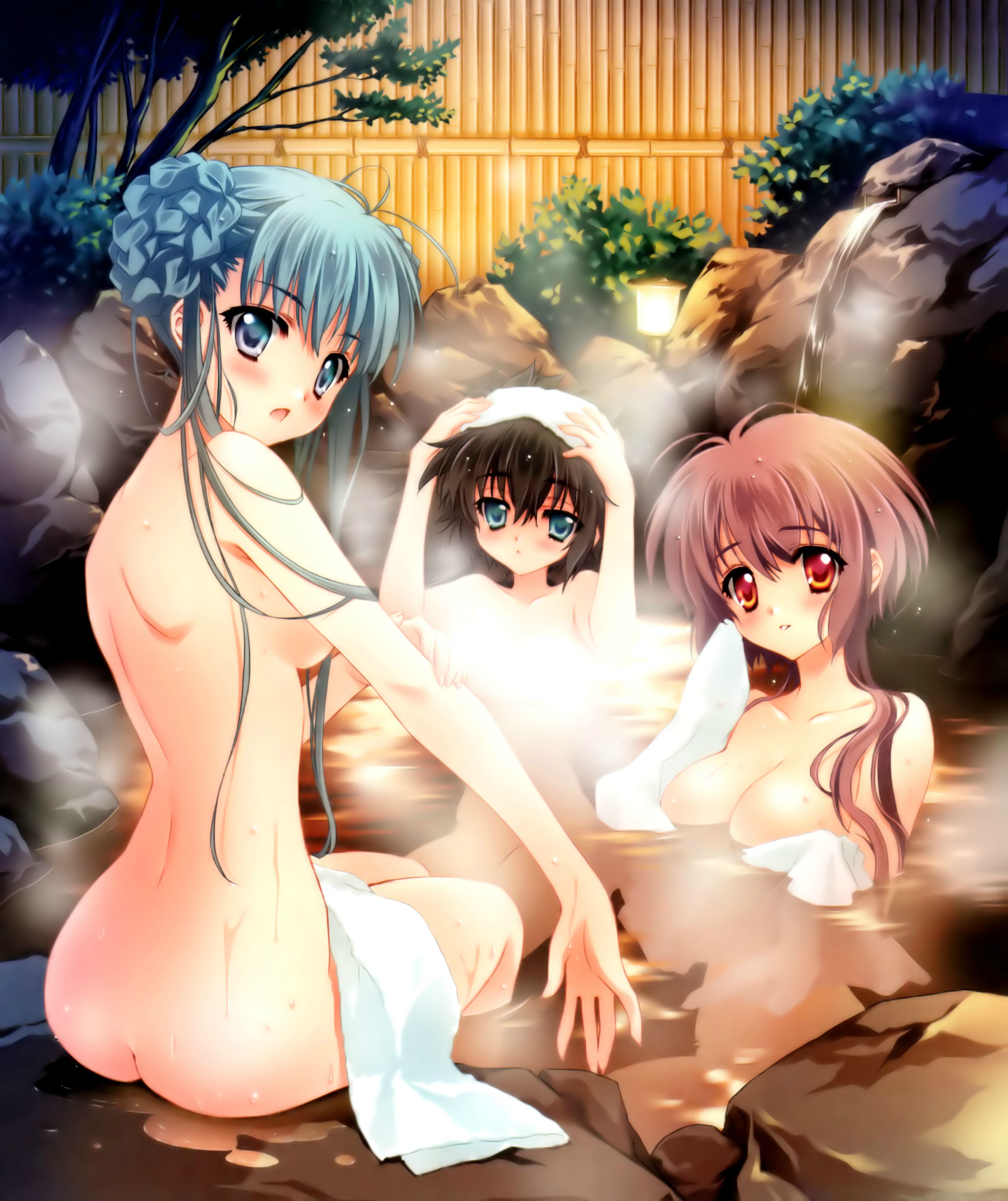 【二次エロ画像】洗いっこしてみたいですｗお風呂の全裸美少女たち(；´Д｀)